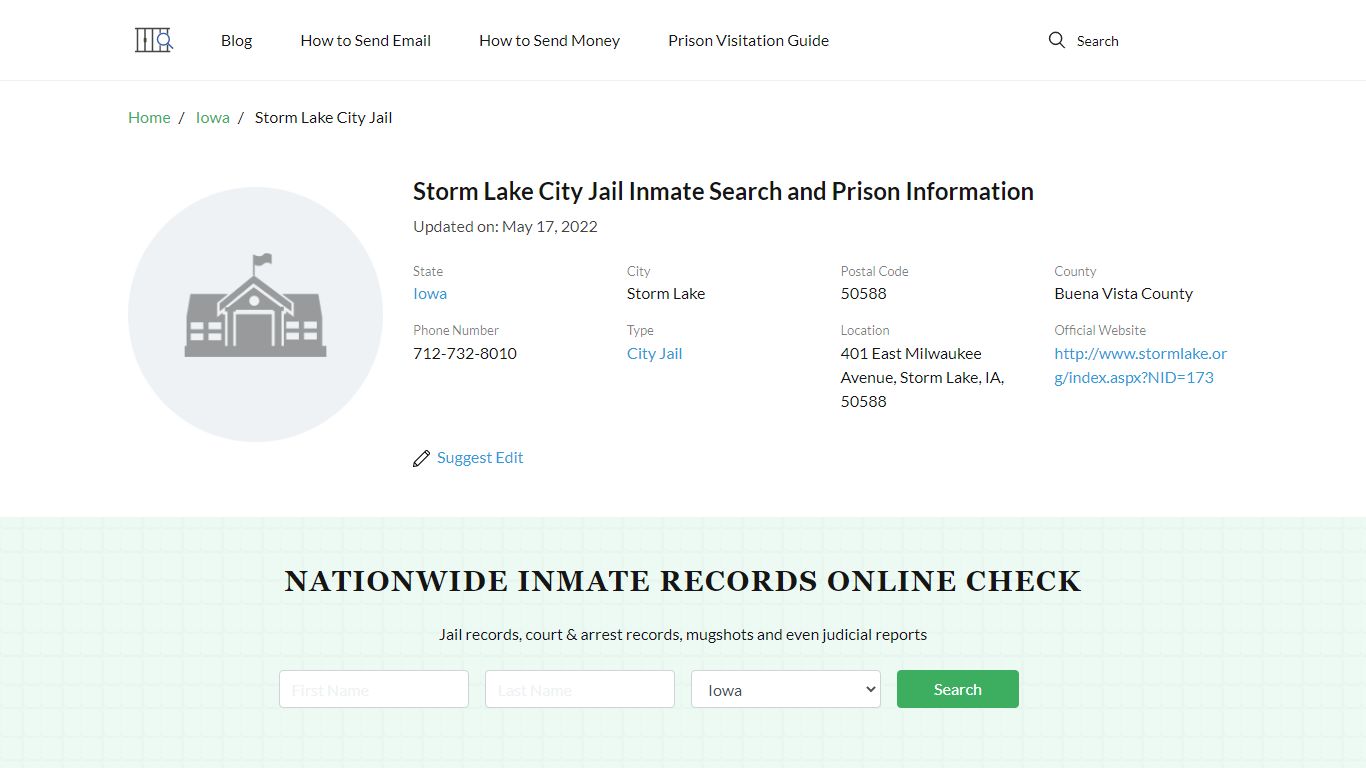 Storm Lake City Jail Inmate Search, Visitation, Phone no ...